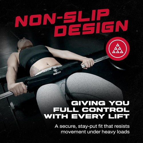 Beast Gear Barbell Pad for Hip Thrust Machine - Heavy Duty, Weightlifting Hip and Squat Bar Pad w/Secure Hook & Loop Fastener - Cushioned Foam Support for Weighted Bar