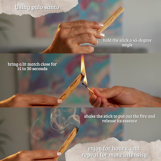 Palo Santo, 7-pack authentic and eco-friendly sticks from Ecuador, natural wood incense, sealed packaging, 100% natural, spiritual cleansing, aromatherapy, handmade by local artisans