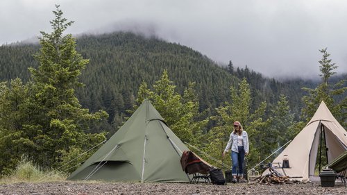 DOD RX Pyramid Tent for Camping - Durable All Season Teepee Tents for Adults - 6 Person Tipi Pyramid-Shaped Camping Tents - Quick Easy Setup - Large