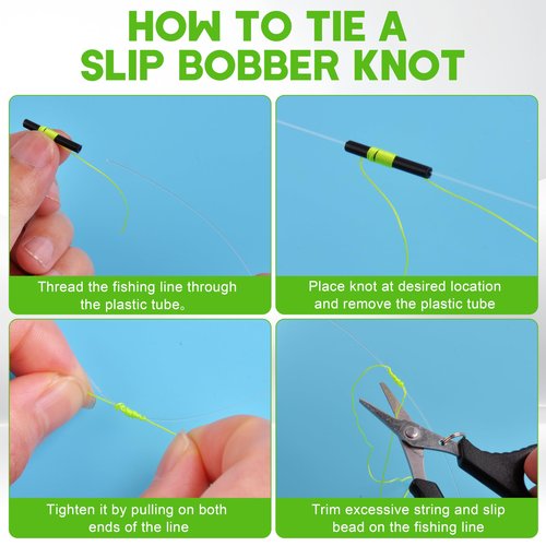 SILANON Bobber Stops for Fishing Floats,100/200pcs Slip Bobber Stops with Plastic Beads Bobber Stoppers for Fishing Line Float Bobber Stops String Knots Freshwater Saltwater