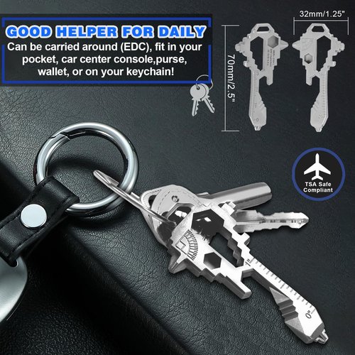 Herda Keychain Multitool – EDC Tool with 17+ Functions Gifts| Small Bottle Opener keychain with Screwdriver, Wrench, and Box Cutter for Travel, Outdoor, and Everyday Use – TSA Safe