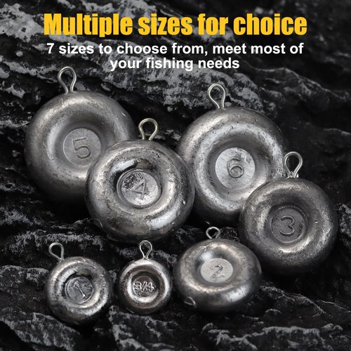 CWSDXM Disc Sinkers Lead Coin Weights Flat Round Sinker for Surf Drifting River Trolling Catfishing Fishing Pancake Sinkers and Weights 3/4oz - 8oz (1oz-8pcs)