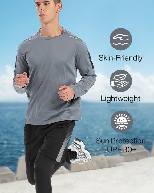 BOOMCOOL Gym Clothes workout shorts and long sleeve shirts for men running dry fit athletic outfits sets 6 pack