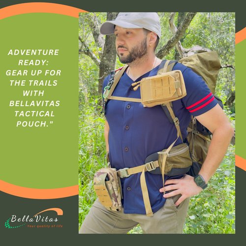 BellaVitas Tactical Molle Pouch Small Notebook Cover EDC Utility Bag Tool Pouch Phone Pouch Holder with US Flag Patch