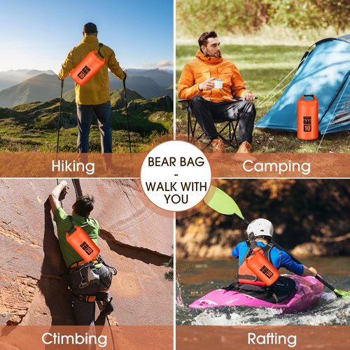 BELCKOS Bear Food Bag Hanging System, Bear Bags for Food Backpacking, Ultralight 10L Waterproof Camping Bear Proof Food Storage Canister Pulley System with Paracord, Carabiner, Throw Bag