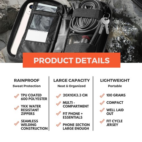 MAMMOTH EMPIRE Cycling Wallet Multi-use Waterproof Phone Pouch Bike Wallet Bike Pouch Edc Pouch Organizer Bike Cellphone Waterproof Pouch Travel Wallet For Bicycle Bike Phone Pouch For Bike, black