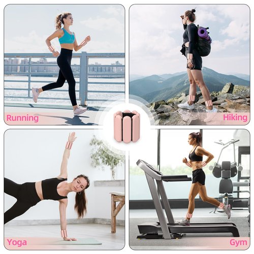 HEYZONE Ankle Weights for Women,Adjustable Ankle and Wrist Weights for Women 2 Lbs Set of 2 (1 Lb Each),Wearable Wrist Leg Arm Weights for Walking Yoga Pilate Barre Gym,Flesh Pink