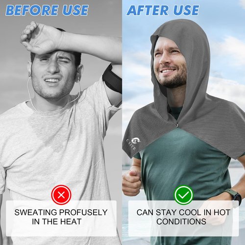 CSITE Cooling Hoodie Towels, Instant Cooling Towels for Neck and Face, UPF 50 Sun Protection, Ice Towel for Hot Weather, Head Towel for Sports, Camping, Cycling & More Activities