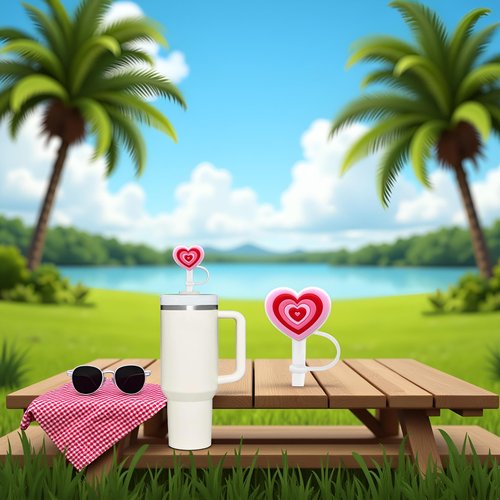 Pink Heart Straw Cover for Stanley 40&30 Oz Cup, 10mm Silicone Straw Covers Cap for Stanley Cup Accessories, Cute Topper for Tumblers, Cap Stopper for Reusable Tip Lids