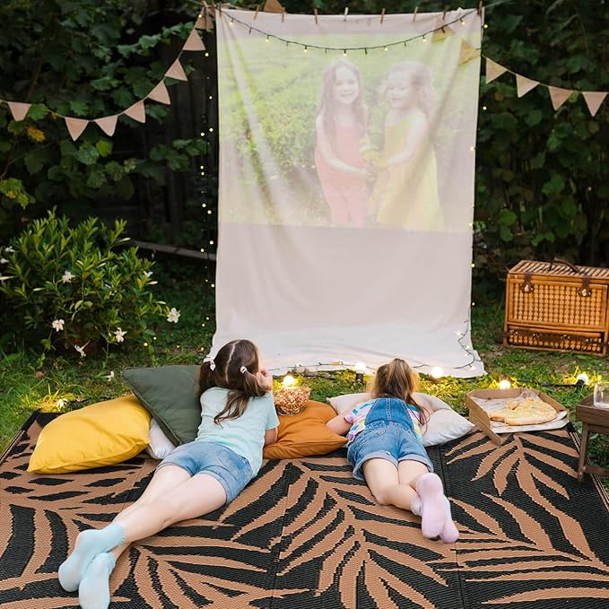 Outdoor Rugs Patio Camping Waterproof - 5x8 Plastic Straw Patio Rug Portable for Campers, Outside RVs Mat, Outdoor Area Carpet for Patios Clearance, Backyard Porch, Balcony, Picnic
