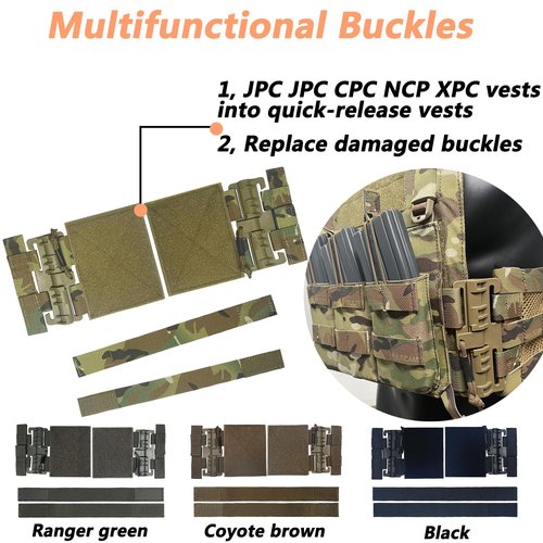 Tactical MOLLE Vest Quick Release Buckle Set 1000D Nylon Removal Buckle Kit Suitable for Modification JPC CPC NCP XPC 6094 420 Plate Carrier Single Point (Ranger Green)