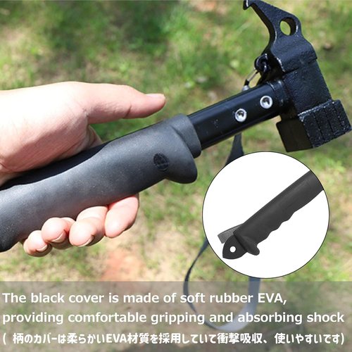 Azarxis Tent Stake Mallet Tark Peg Puller Hammer Nail Remover for Outdoor Camping Gardening Backpacking Hiking Lightweight Portable with Carry Bag (Black - Carbon Steel Head + Aluminum Handle)