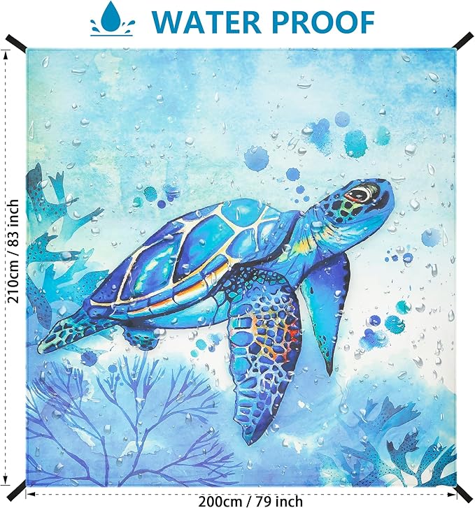 Beach Blanket Waterproof Sandproof Beach Mat 79" X 83" /10'x9'for 2-8 Adults Quick Drying Outdoor Picnic Mat Beach Accessories for Travel, Camping, Hiking