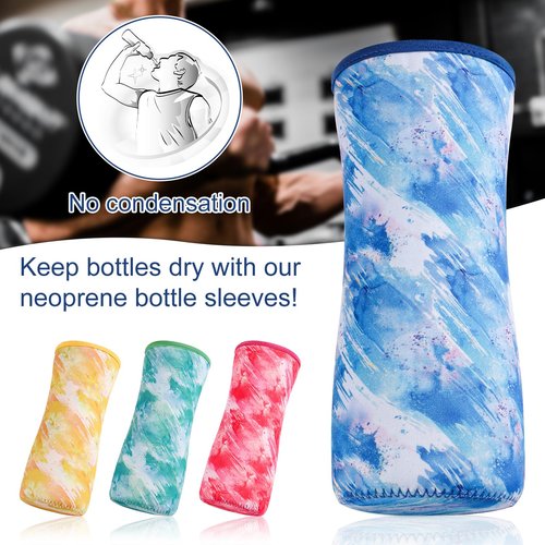 Lasuroa 4pcs 22oz Neoprene Insulated Water Bottle Cover Case - Temperature Retaining Accessories (Four-Color Smudged Version)