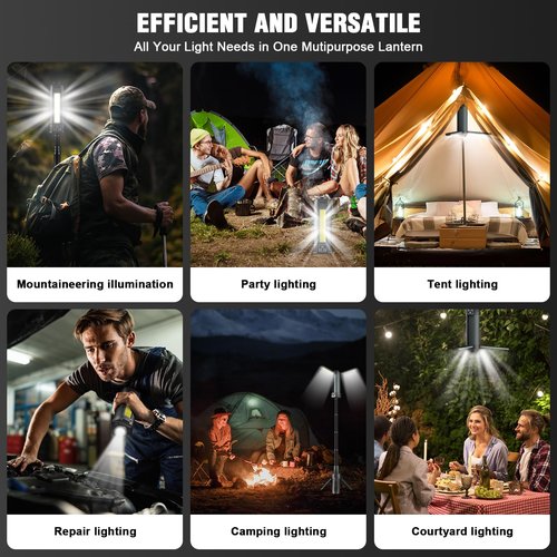 lifancy Camping Lantern Rechargeable-High Brightness LED Lantern Camping Essentials Lights-Portable Camp Lamp and Flashlight - Collapsible and scalable Camp Lights for Hiking,Camp,Emergency Lighting
