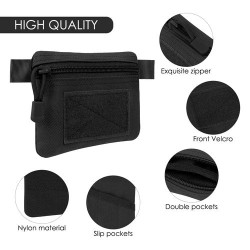 DODAMOUR Tactical Compact EDC Pouch, Mini Size Military Molle Zipper Pouch, Utility Molle Attachment Pouch for Coin Purse Keychain Pocket Credit Card Holder Wallet Pack (Black)