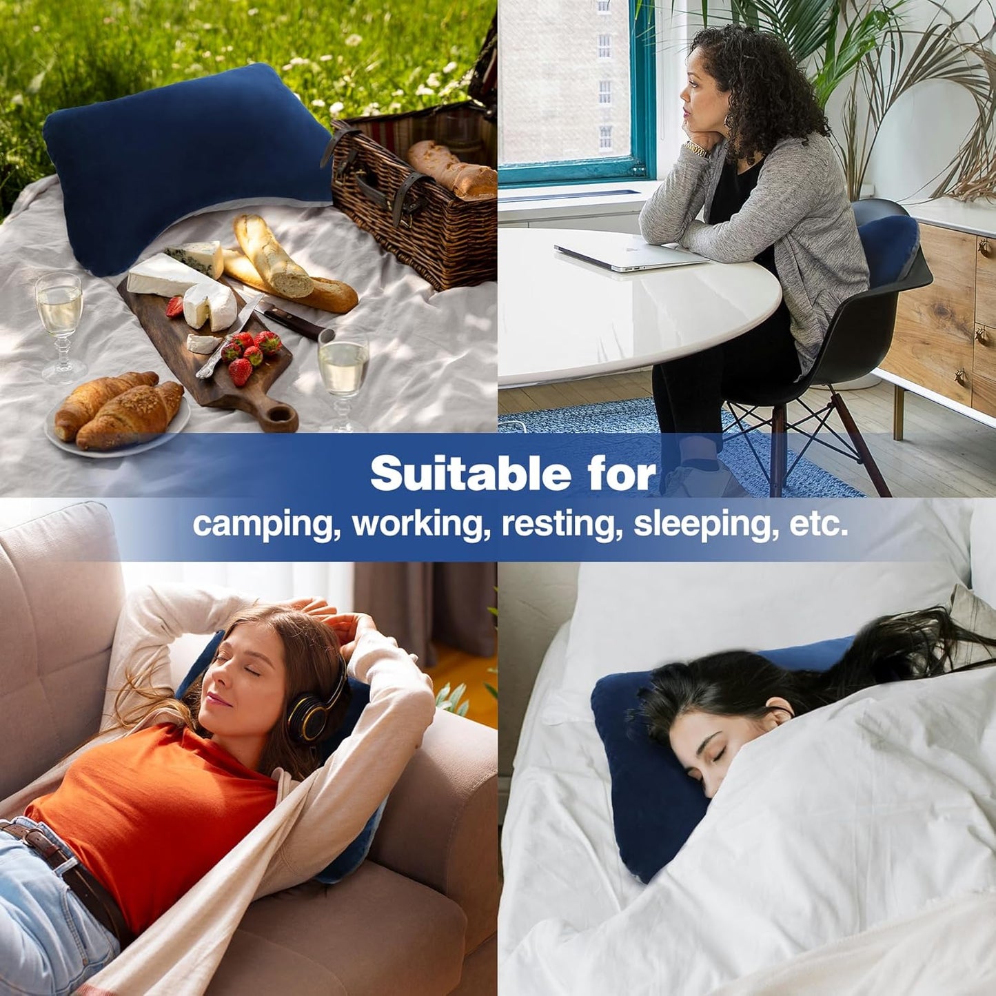 REDCAMP Small Camping Pillow Lightweight and Compressible, Flannel Travel Pillow with Removable Pillow Cover, 2 Pack