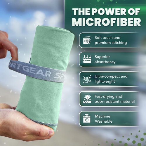SPORT GEAR Quick Dry Camping & Travel Towel – Microfiber Travel Sports Towel, Beach & Gym Sweat Towels for Men & Women, Fast Drying Lightweight Quick Dry Towels for Body