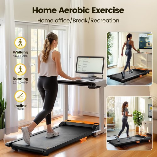 TINEF Walking Pad Treadmill, Small Portable Treadmill With Wheels for Home and Office, Move and Store, 265 LBS Capacity