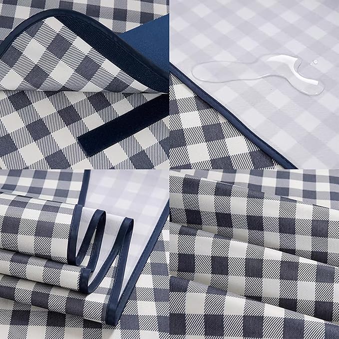 Wind Tour Family Outdoor Waterproof Durable Picnic Blankets with Carry Strap Foldable Sandproof Picnic Floor Mat for Kids Playground Camping Hiking Grass Travelling (1, Grey Grid)