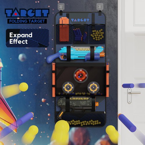 Target Multi-Function Toy Gun Storage and Practice Target, Wall or Door Organizer for Blaster Gun and Darts Ammos