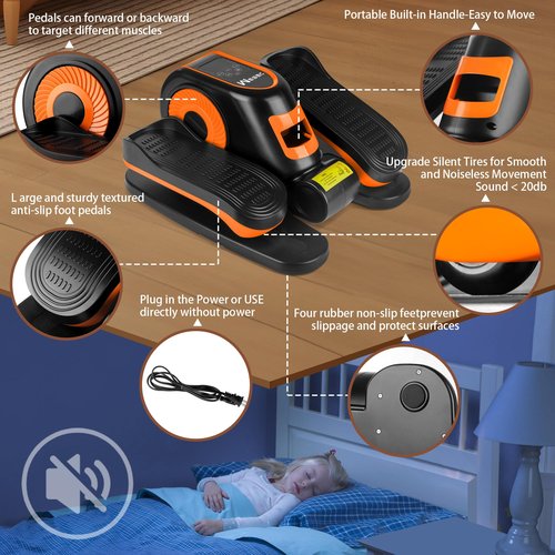 Wesec Under Desk Elliptical Machine, Electric Elliptical Training Machine w/Remote & 12 Speeds Level, Manual & Auto Mode, Elliptical Traier for Seniors Seated Pedal Exerciser for Home Office