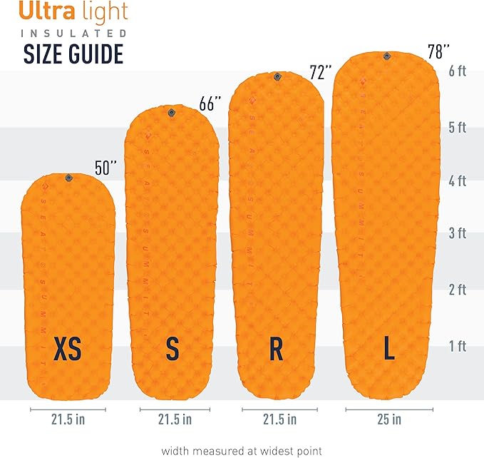 Sea to Summit Ultralight Insulated Backpacking Sleeping Pad, Large (78 x 25 x 2 inches)