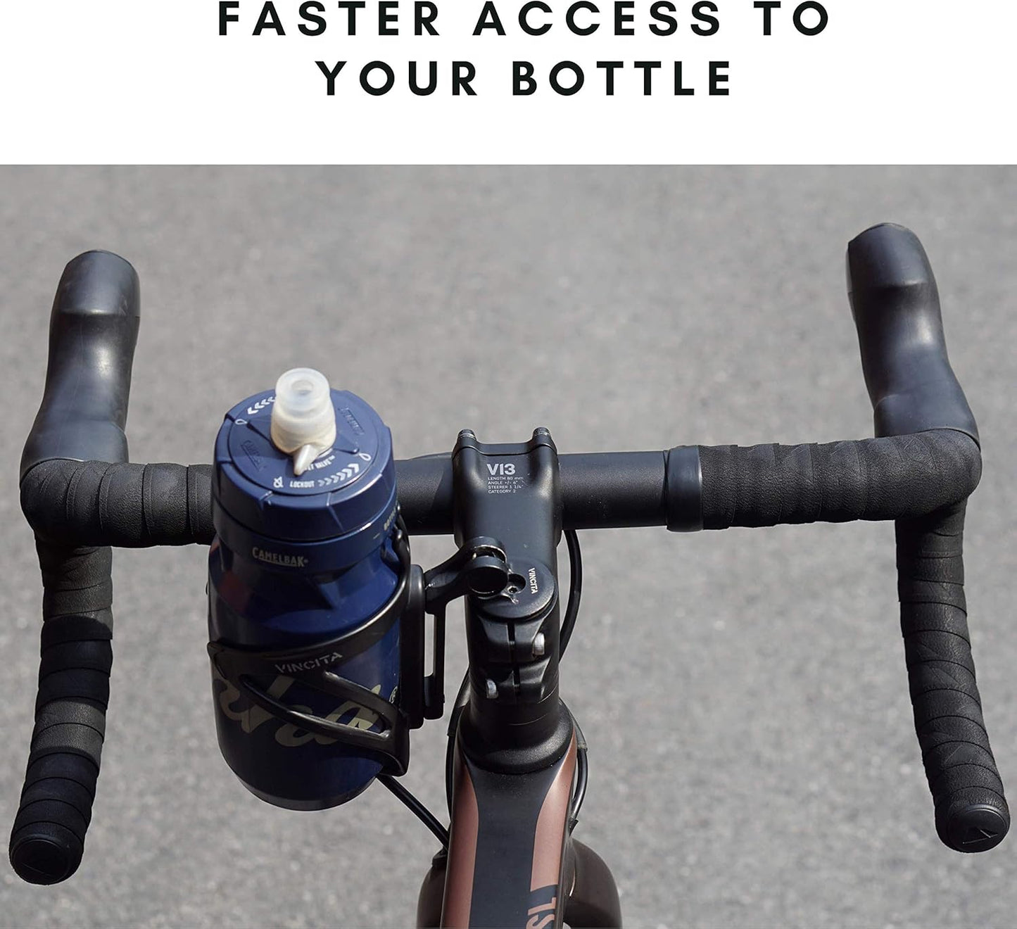 Vincita Stem Top Cap Bike Water Bottle Cage Adapter, Secure Retention System, Lightweight Aluminum Alloy Black Quick and Easy to Mount for All Bicycle