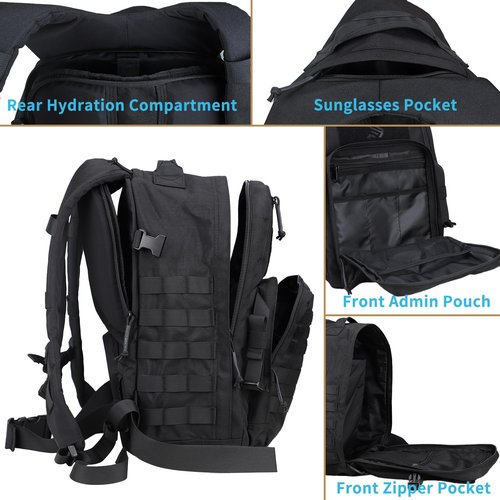 Snacam Military Tactical Backpack for Men, Molle Army Rucksack Pack, Bug Out Bag, Laptop Compartment, 30L