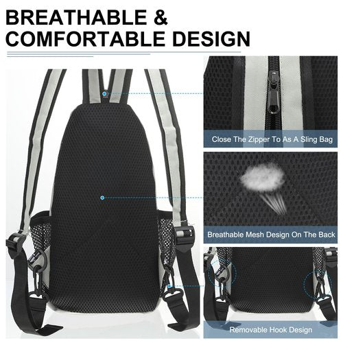DTGN Convertible Sling Bag Crossbody Backpack - 7"x13" (LXH) Good for Women Men Hiking Travel Cycling - Shoulder Bag Casual Packs with Headphone Jack - White
