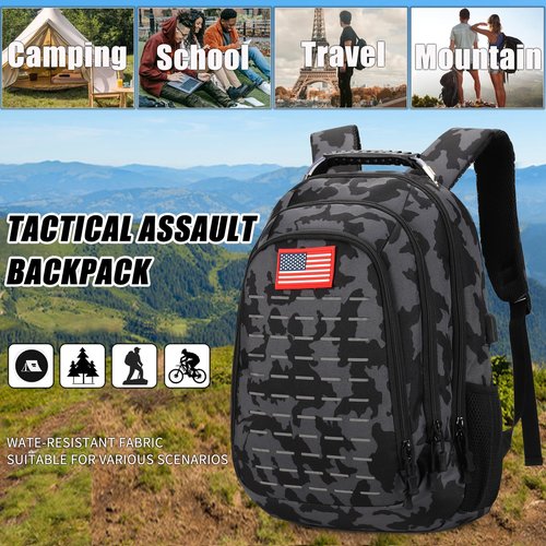 Yuanhees Camo Backpack for boys, Teen Boys Backpacks for School,Camo Bookbag for kid,Small Tactica Backpack for outdoor,with USB Charging Port,40L
