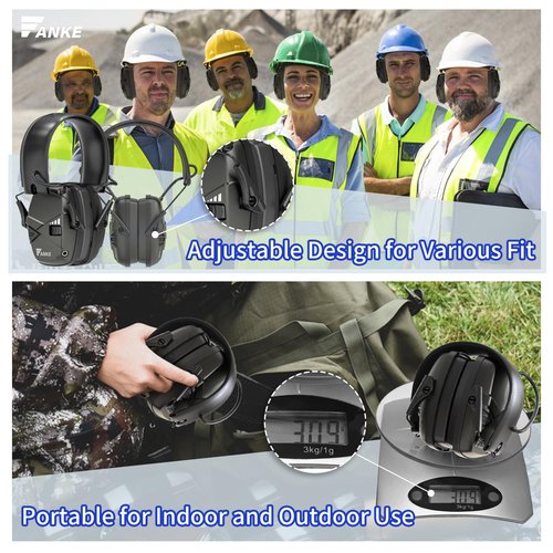 Fanke Electronic Ear Protection for Gun Range Dynamic Sound Monitoring Slim Foldable Active Headphones NRR 22dB