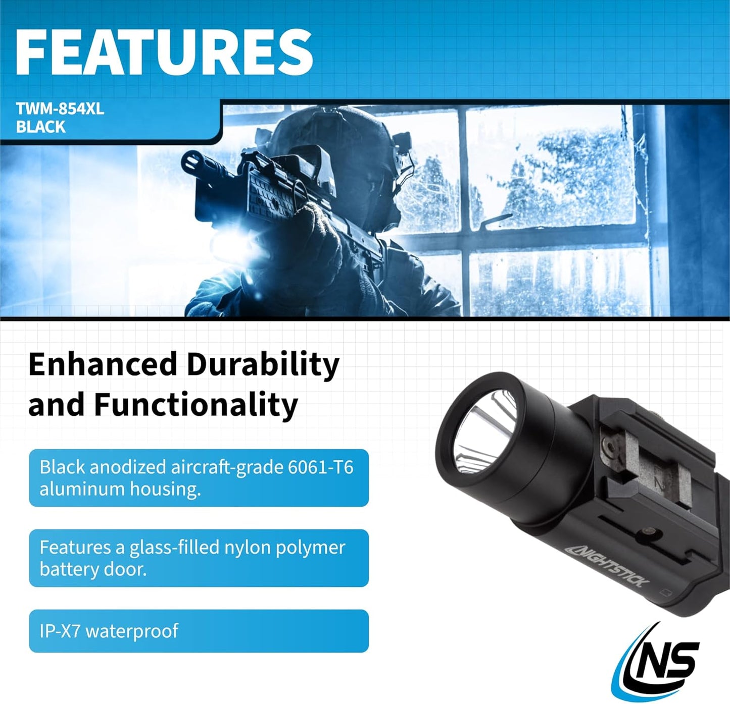Nightstick TWM-854XL 850-Lumen Weapon-Mounted Light w/RPS - Long Gun