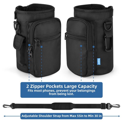 Xxerciz Water Bottle Carrier Bag with Phone Pocket for Stanley IceFlow 40/64oz Tumbler Insulated Water Bottle Holder Pouch with Strap Water Bottle Bag with Carabiner for Stanley Cup Accessories (40oz)