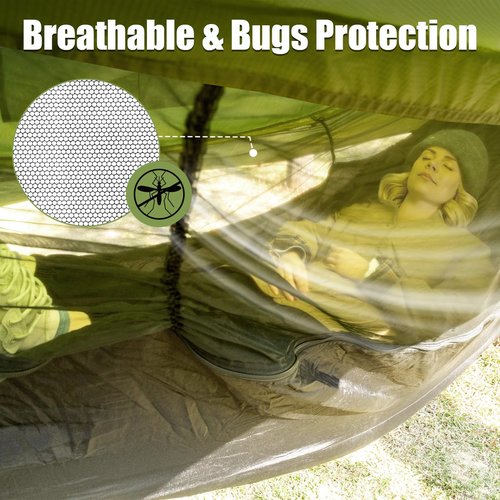 Night Cat Camping Hammock Tent: Lightweight Portable 4 in 1 Hammock with Rain Tarp and Mosquito Net for Hiking Jungle Outdoor Green