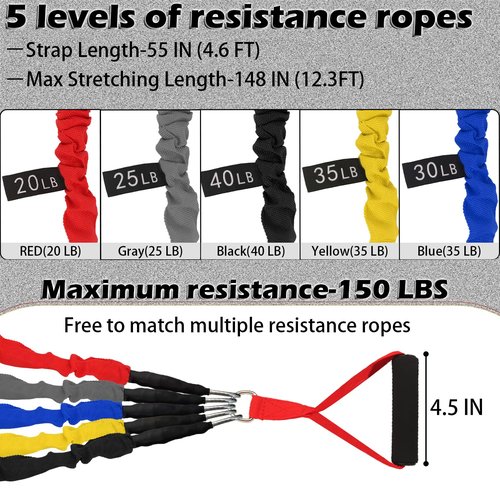Resistance Bands Set, 15 PCS Adjustable Exercise Tubes with Handles, Door Anchor & Ankle Strap, Home Gym Workout Bands for Men & Women, Strength Training, Fitness Bands, Resistance Tubes,20-40lbs