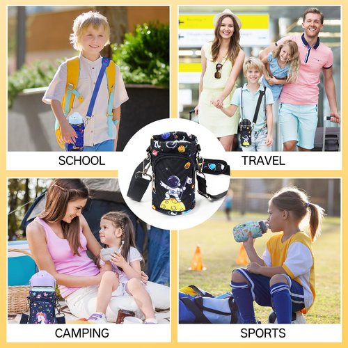Scothen Water Bottle Carrier Bag for Kids, Insulated Water Bottle Holder with Adjustable Strap for 10/12/14/16/18oz Bottles, Bottle Bags Sleeve for Boys Girls School Travel Sports