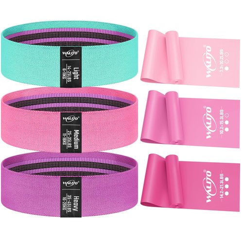 WALITO Fabric Resistance Bands and 4.9ft Yoga Bands for Women and Men, Workout Bands for Physical Therapy, Stretch, Recovery, Pilates, Rehab, Strength Training and Home Gym