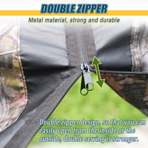 142"X37.5" Hunting Tree Stand Blinds for Deer Hunting Universal Camo Tree Ladder Stand Blind Kit with Zipper and 2 Pockets Tree Stand Cover for Hunting Deer, Elk, Hunting Blind & Accessories