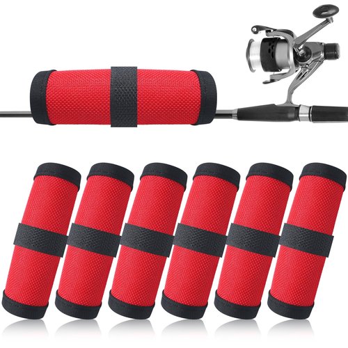 Tioncy 6 Pack Fishing Lure Covers 4 Inch Fishing Hook Bait Gloves Lure Shield Wrap Cover Easily See Bait Storage Protector Guard to Keep Fishermen Safe for Rod(Red)