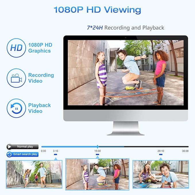 Wireless Security Camera System with 8CH 4K NVR (500GB HDD Pre-Installed) & 4X 2MP Night Vision WiFi Cameras - Expandable to 8 Cameras, Indoor/Outdoor Security, Motion Alerts, H.265+