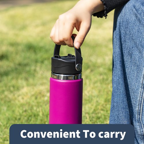 Diumepo Straw Lid for Hydroflask Wide Mouth Water Bottles, Dust Cover Lid with Straw for Hydro Flask 12/16/18/20/32/40 oz Sports Water Bottle, Straws Cap Top Accessories(Black)
