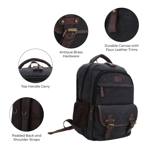 JESSIE & JAMES Alpine CCW Lock and Key For Men Women Outdoors Backpack - Black