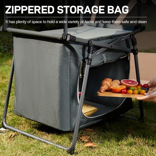 EVER ADVANCED Portable Folding Camping Table with Storage Bag, Grill Table with Windscreen for Outdoor Cooking, BBQ, Picnics, and Camping, Includes Carry Bag