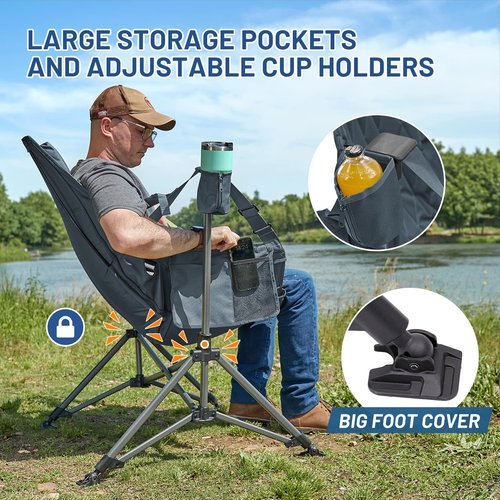 TIMBER RIDGE Hammock Camping Chair, Oversized Swinging Hammock Chair with Adjustable Back and Seat for Outdoor Lawn, Sports, Supports 400lbs, Blue