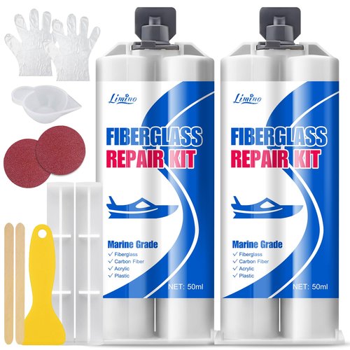 Limino Marine Fiberglass Repair Kit - 100ml Fiberglass Resin Filler for Fiberglass Bathtub Chips Cracks Holes Scratch Repair - Gel Coat Repair Kit for Boats, Jet Skis, Surf Boat, Kayak, UV-Resistant