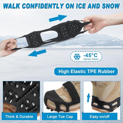 Ice Snow Traction Cleats for Shoes and Boots Non-Slip Crampon Snow Cleats for Winter Walking on Snow and Ice Boots Cleats for Men Women Walking Jogging Hiking