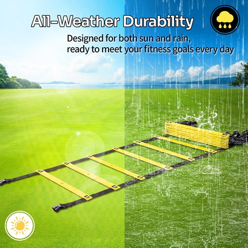 Dimples Excel Agility Ladder 12 Rung 20 FT Speed Training Ladder (Yellow)
