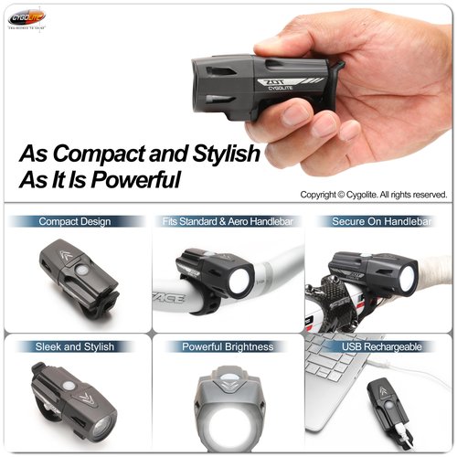 Cygolite Zot 600 Lumen Bicycle Light – 8 Light Modes – Use Day and Night – Compact, Durable, IP67 Waterproof– Secure Hard Mount– USB Rechargeable – for Road and Commuter Bicycles