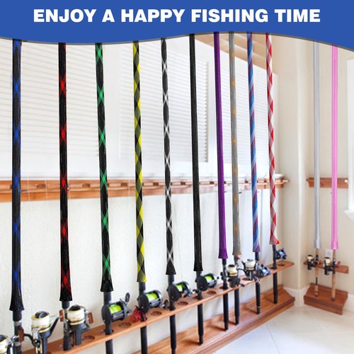 KPEPIX 12PCS Fishing Rod Sleeve Without Lanyard - Fishing Pole Sleeve Fishing Rod Cover for Baitcasting Rod, Casting Rod, Sea Fishing Rod, Fly Rod and Sea Fishing Rod-Fishing Rod Sock